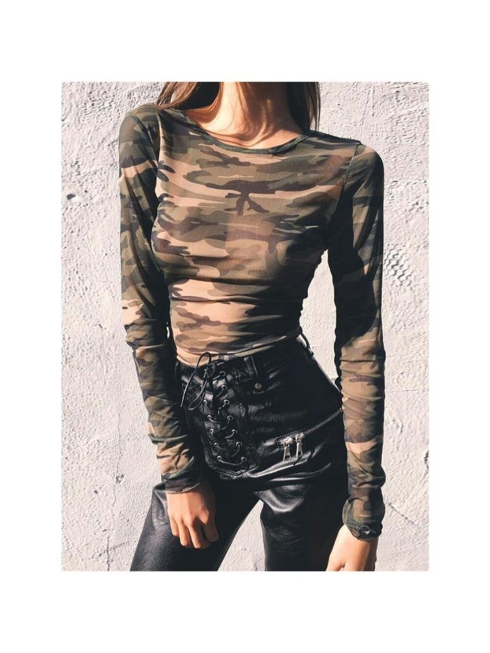 Camouflage Mesh Long Sleeve T-Shirt